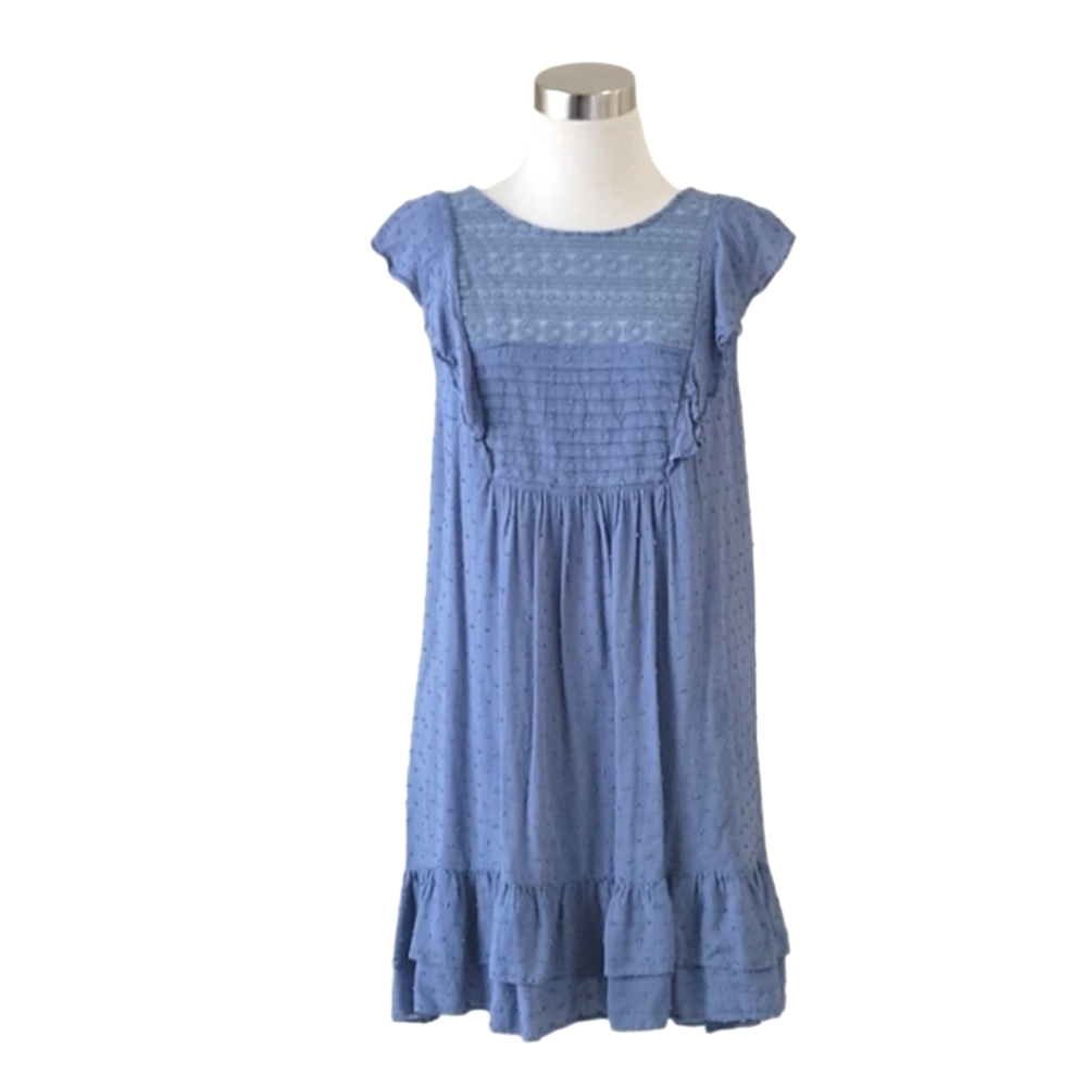 Free People shortcake blue swiss dot mini dress women's size Medium